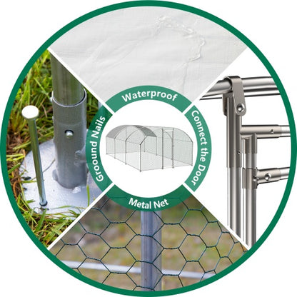 US Local Large Chicken Coop Metal Chicken Track With Waterproof And UV Cover, Dome Shape Walk-In Fence Chicken Coop For Outdoor And Yard Farm Use