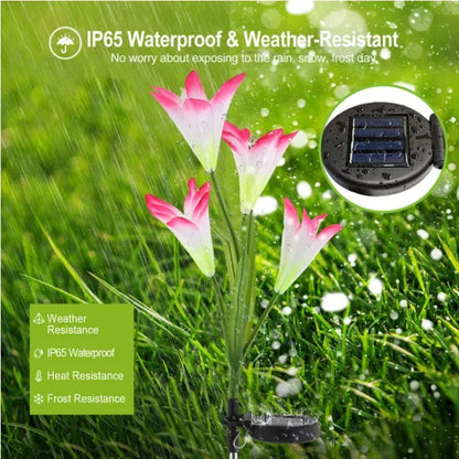 2Pcs Solar Garden Lights Outdoor Lily Flower LED Light
