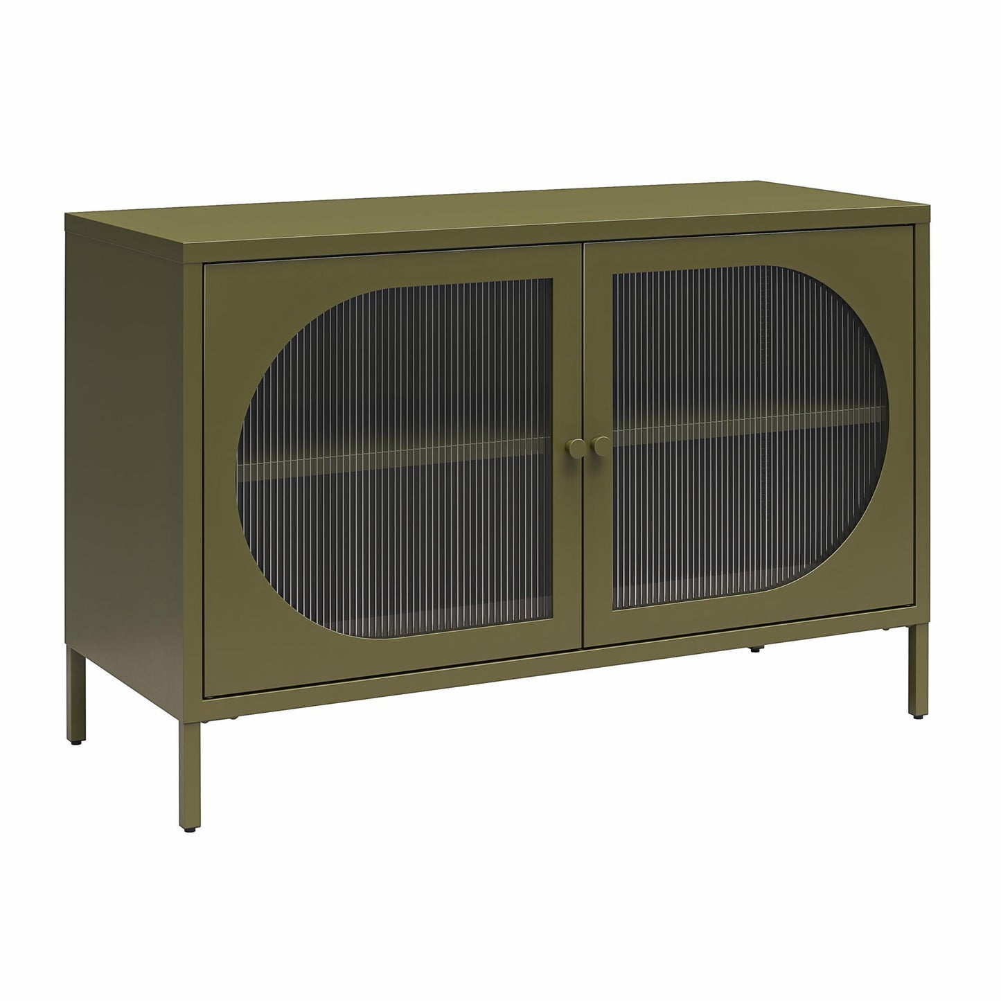 US Local Luna Wide 2-Door Accent Cabinet With Fluted Glass