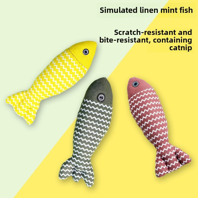 US Local Pet Mint Fish Toy - Three Colors Are Randomly Issued, Shovel Officials Must Enter, Pet Mint Fish Toys, Suitable For Cats Of All Ages