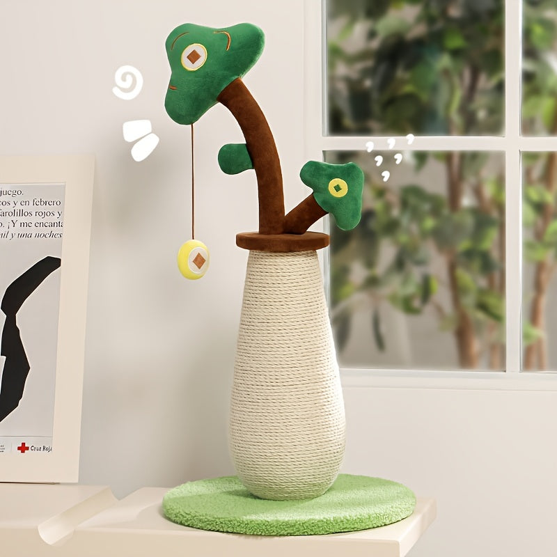 US Local Vertical Money Tree Cat Scratching Pole, Sisal Wear-Resistant Cat Scratching Column, Interactive Ball Track Spring Ball Cat Toy, Durable And Cute Sisal Cat Scratching Pole