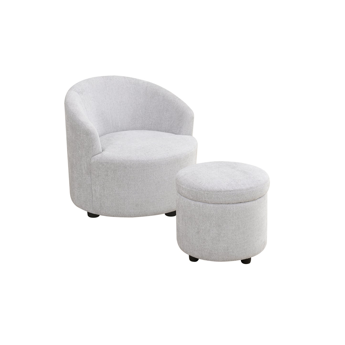 US Local Sofa Stool Set With Storage Function, Grey-White Breathable Sackcloth