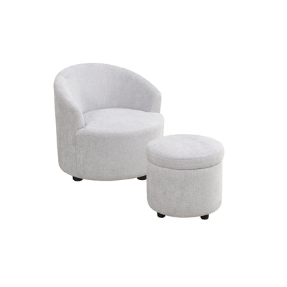 US Local Sofa Stool Set With Storage Function, Grey-White Breathable Sackcloth