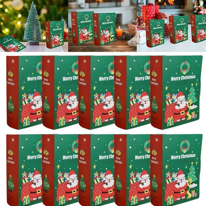 US Local 10 Pcs Christmas Candy Boxes Merry Christmas Santa Claus Xmas Tree Storybook Box Cookie Goodie Paper Treat Box For Christmas Gift Wrapping Holiday Party Supplies