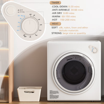 US Local Only Supports Self Pickup-Portable Dryer, Electric Dryer With Stainless Steel Inner Drum For Apartments, RVs, Dorms, Compact Dryer For Tight Spaces