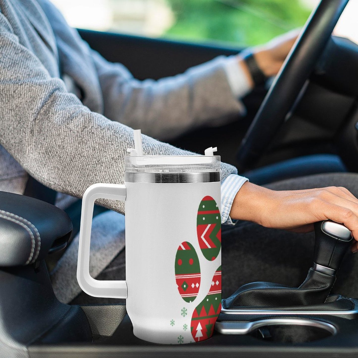 PHDT00299 POD US Local Tumbler 40 oz Large Capacity Car Cup Christmas Paw