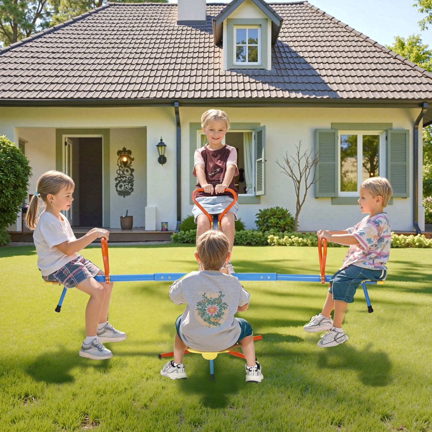 US Local 2-4 Kids Seesaw 110 Lbs Capacity 360 Degrees Rotating Teeter Totter Age 3+