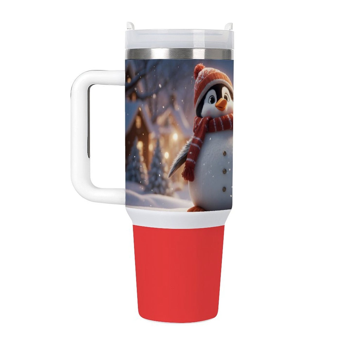 USA Local Large Capacity Car Cup Xmas Penguin_2 Red 40oz