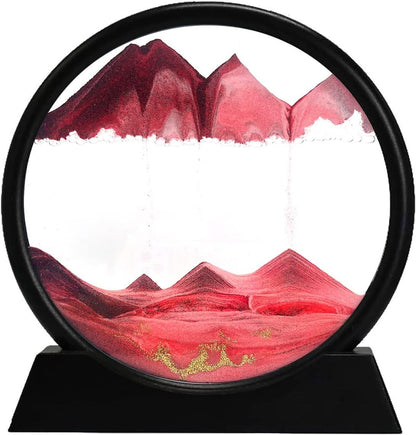 US Local 3D Dynamic Sand Art Liquid Motion, Moving Sand Art Picture Round Glass 3D Deep Sea Sandscape In Motion Display Flowing Sand Painting Relaxing Desk Toys