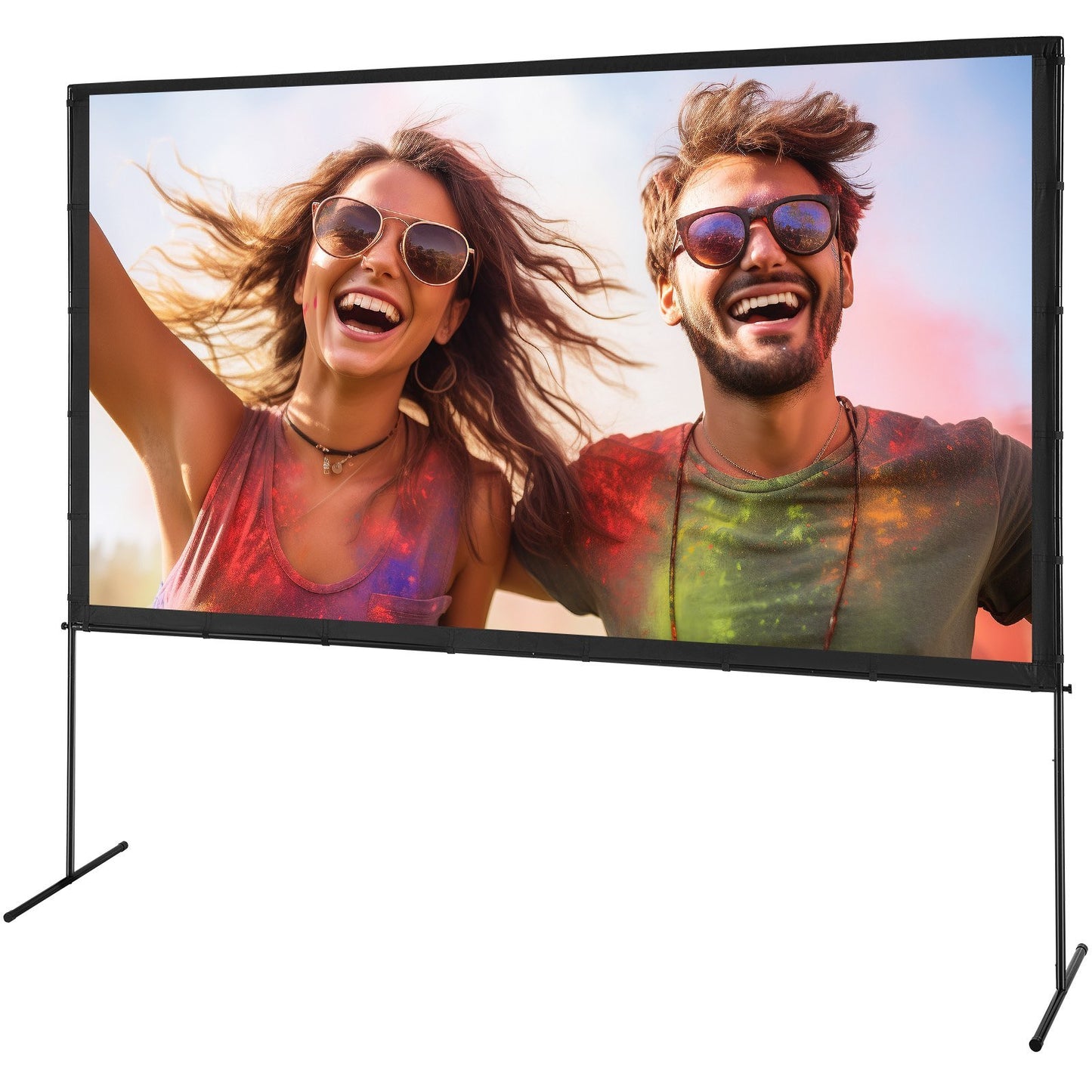 US Local VEVOR Projector Screen With Stand, 120 Inch 4K 1080 HD Outdoor Movie Screen With Stand, Wrinkle-Free Projection Screen With Bar Feet And Carry Bag, For Home Theater Cinema Backyard Movie Night