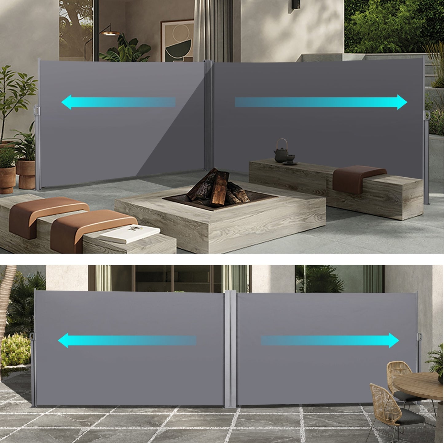 US Local 276 X 71Retractable Side Awning, Waterproof & UV-Resistant, Privacy Screen Divider Roll Up Balco