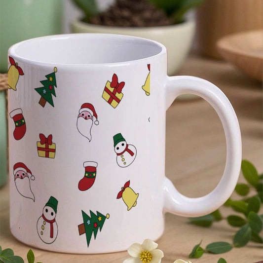 POD US Local White mug with full print, Christmas Santa Claus Trees Snowman 0064