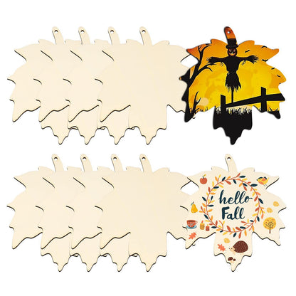 Wooden Craftwork Thanksgiving Snowflake Love Heart Big Pumpkin With Hole Handmade Pendant