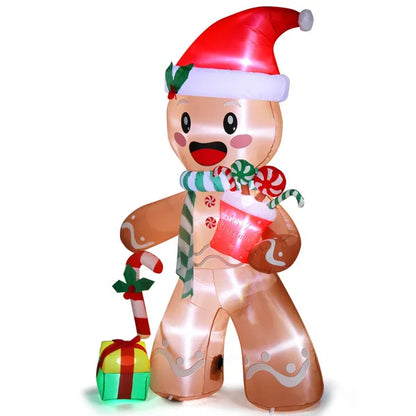 US Local 7.9 FT Lighted Christmas Inflatable Decoration, Inflatable Gingerbread Man Outdoor Decoration, Funny Blow Up Yard Decorations With Built-in LED Lights For Holiday Party Front Yard Lawn Garden Decor