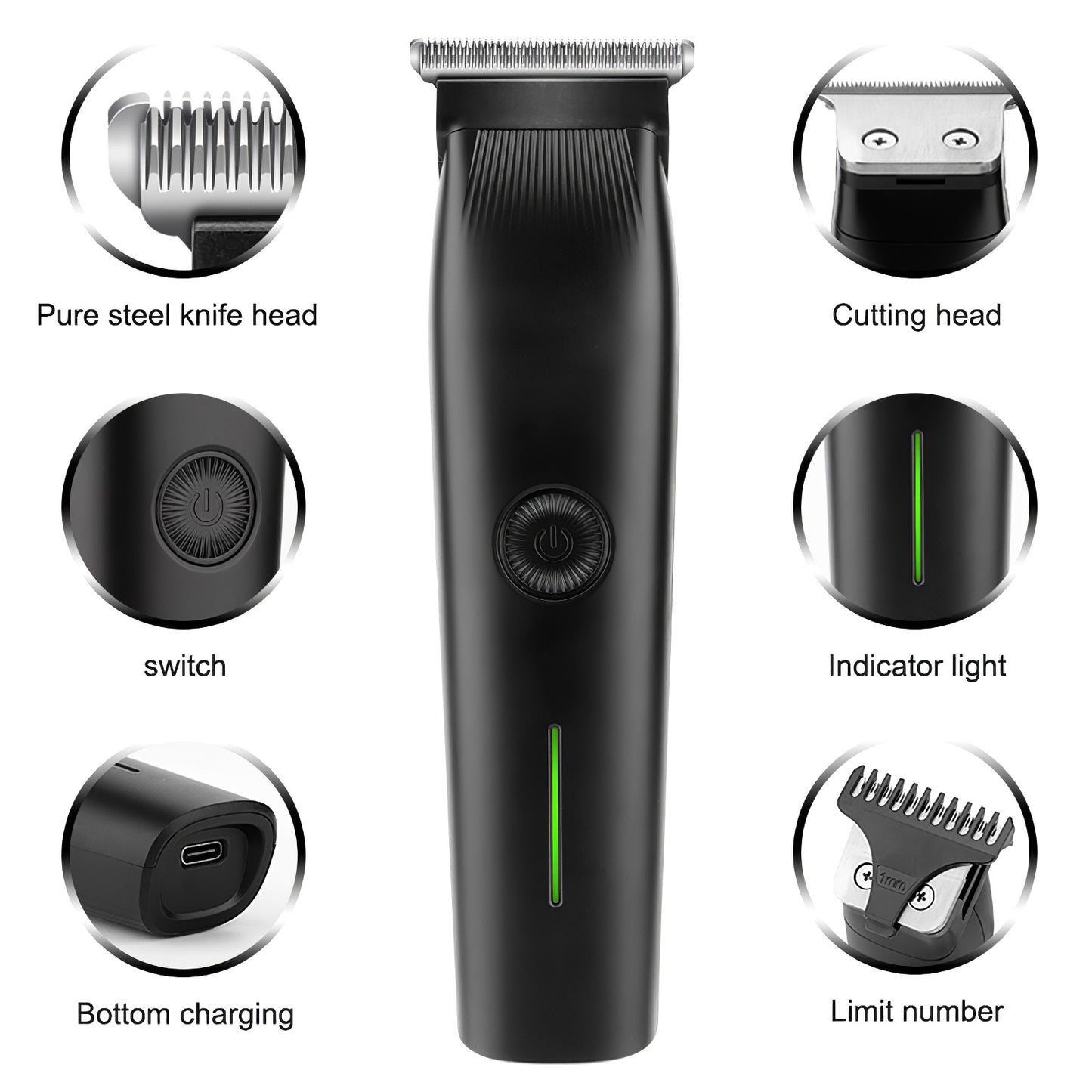US Local Beard Trimmer, 3 In 1 Hair Clippers And Mens Grooming Kit, Face, Nose, Ear Hair Trimmer - Black