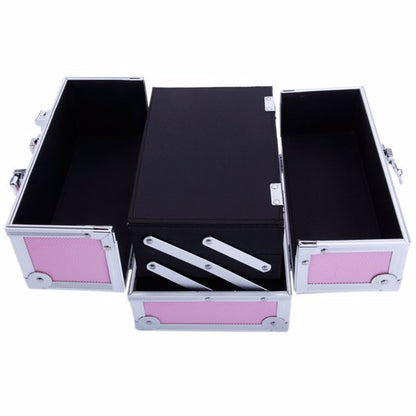 US Local Handheld Top Double Opening Aluminum Alloy Makeup Case With Mirror