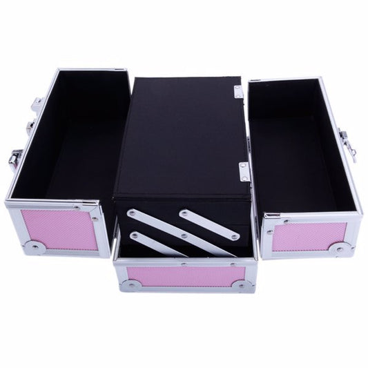 US Local Handheld Top Double Opening Aluminum Alloy Makeup Case With Mirror
