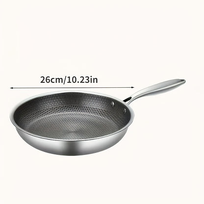 US Local 1 PC Household Kitchen Honeycomb Stainless Steel Non Stick Frying Pan,Easy To Clean, Suitable For Frying Steak, Fish, And Eggs,Suitable For All Stoves