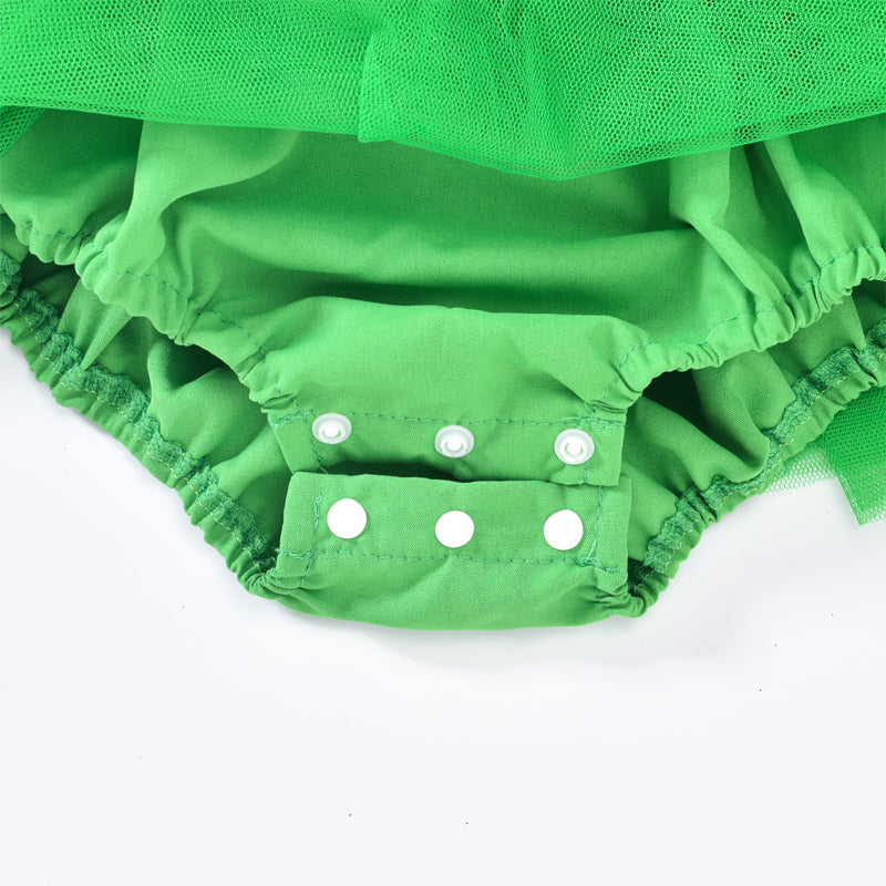 US Local Baby Girl's Clover Embroidered Dress & Headband Set, Sleeveless Ruffle Romper With Tulle Skirt