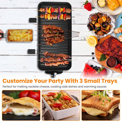 US Local 1 Pc 2000W Electric Indoor Grill 2 In 1 Electric BBQ Gill With Grill Net Removable Plate 5 Temperature Control 3 Small Trays Dishwasher Safe