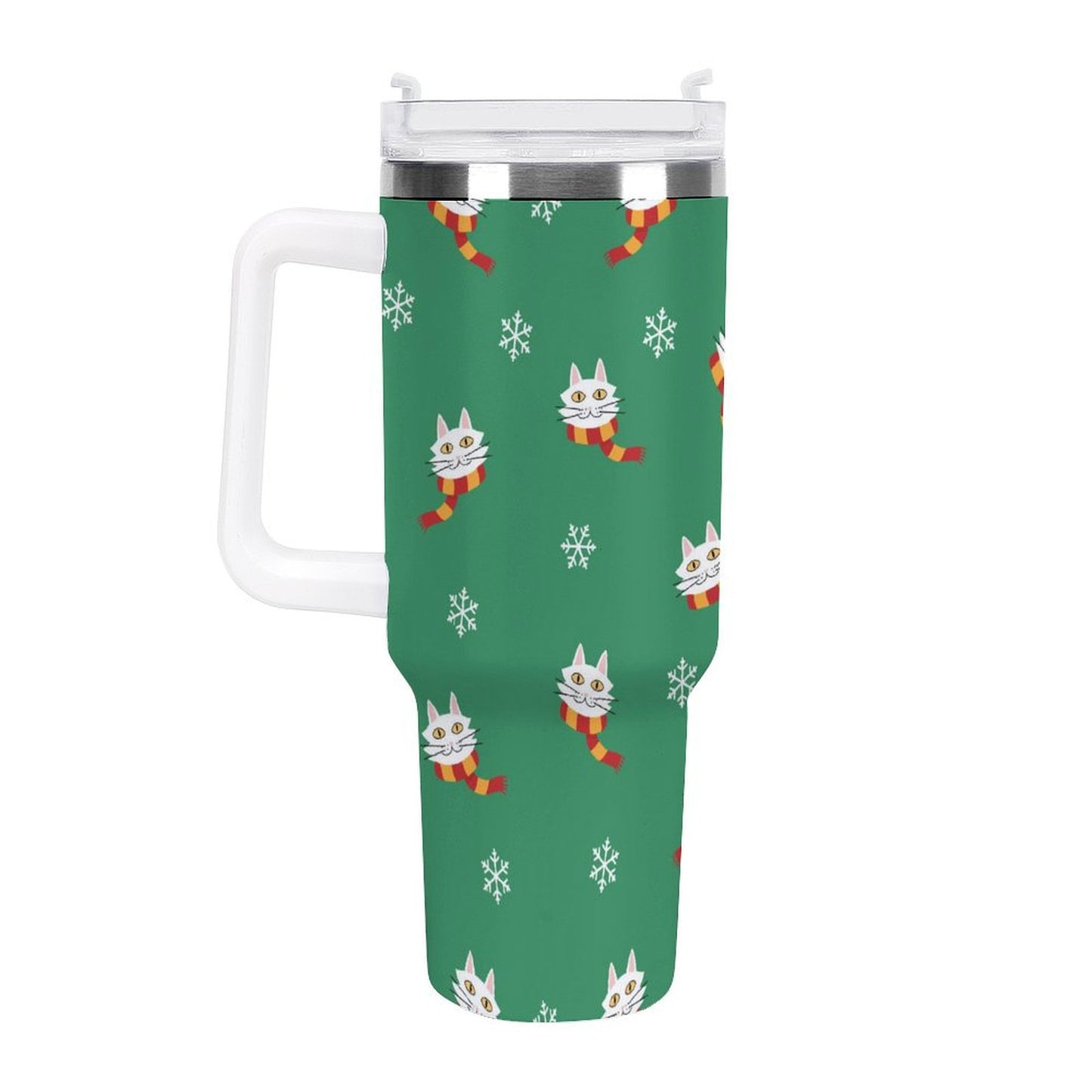 PHDT00288 POD US Local Tumbler 40 oz Large Capacity Car Cup Christmas Cat Scarf Snowflake