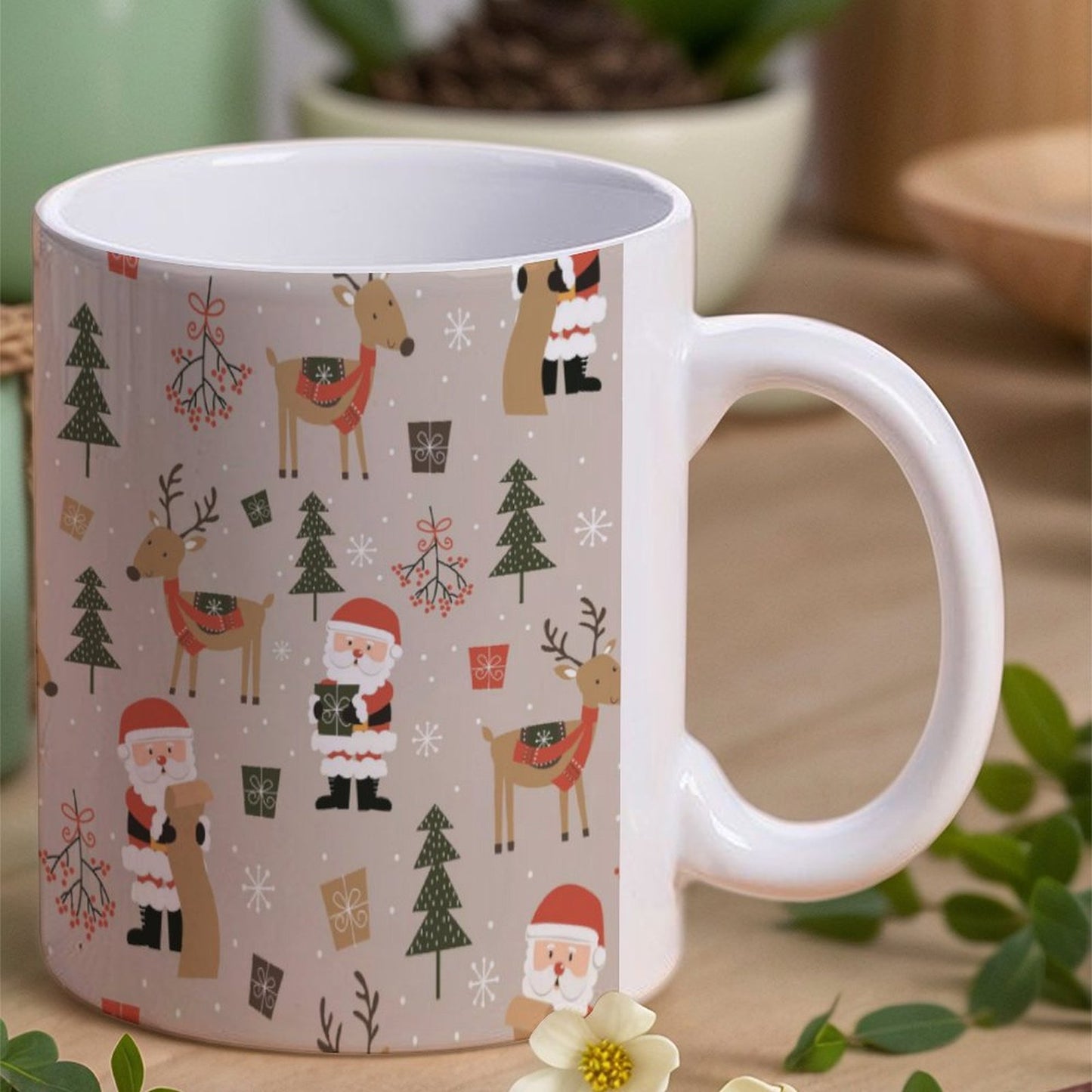 POD US Local White mug with full print, Brown, Christmas, Santa Claus 0019