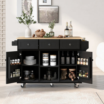 US Local Kitchen Trolley With Rubberwood Folding Leaf Countertops