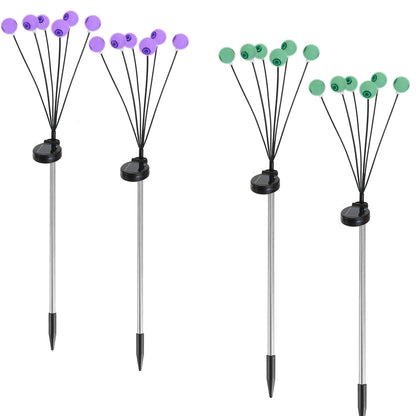 US Local 2 Pcs Purple Light OR 2Pcs Green Light Solar Scary Eyeballs Lights Outdoor Halloween Decoration Swaying Light Halloween Path Lights Ornaments With Total 12LED IP65 Waterproof For Yard Garden