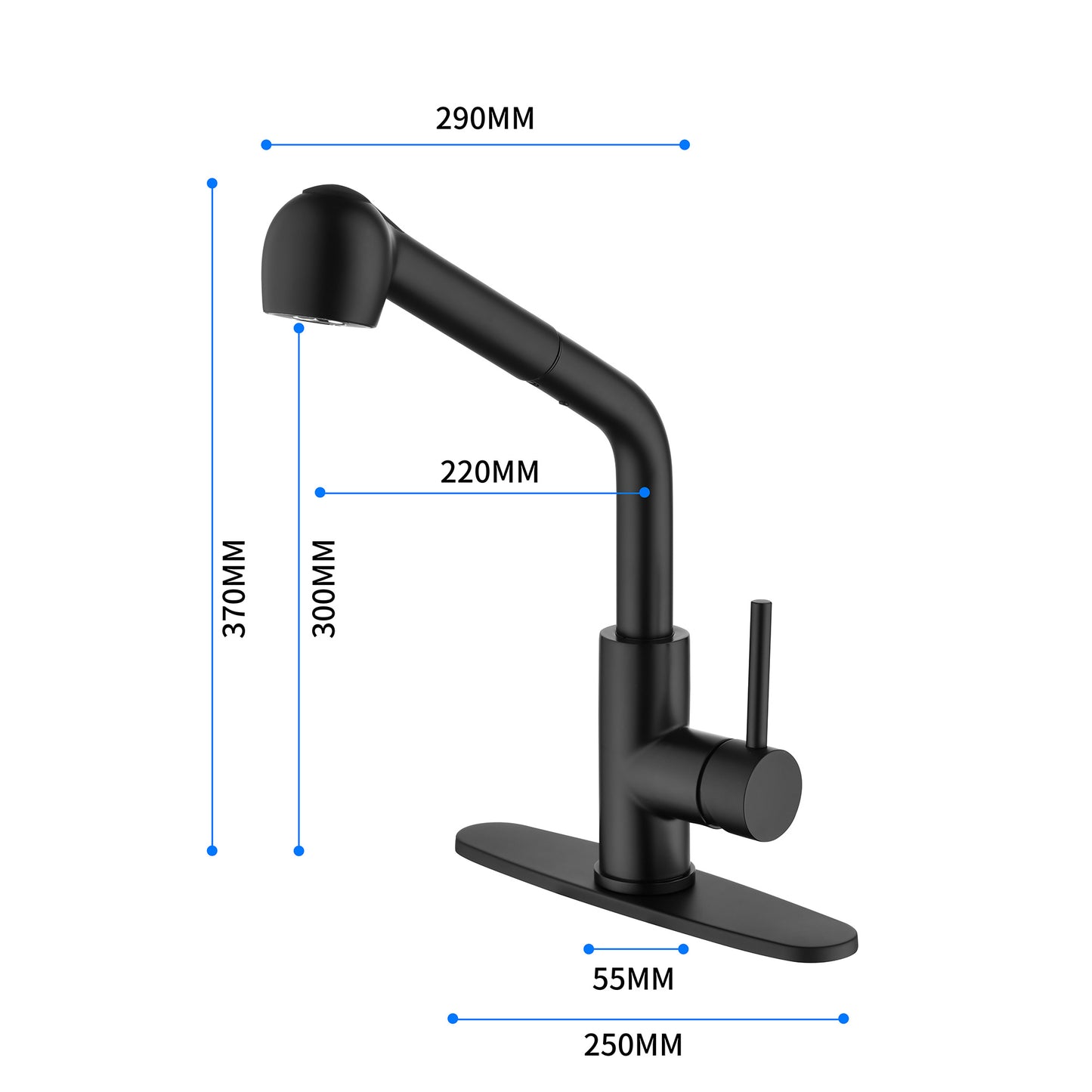 US Local Stainless Steel Matte Black Single Handle Pull Out Spray, Kitchen Faucet