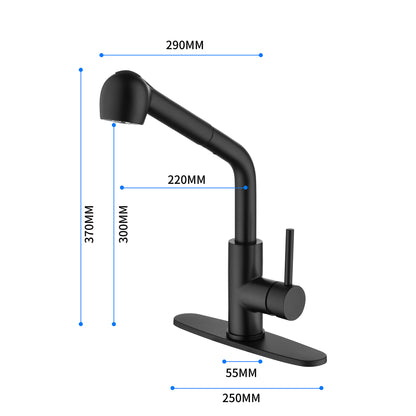 US Local Stainless Steel Matte Black Single Handle Pull Out Spray, Kitchen Faucet