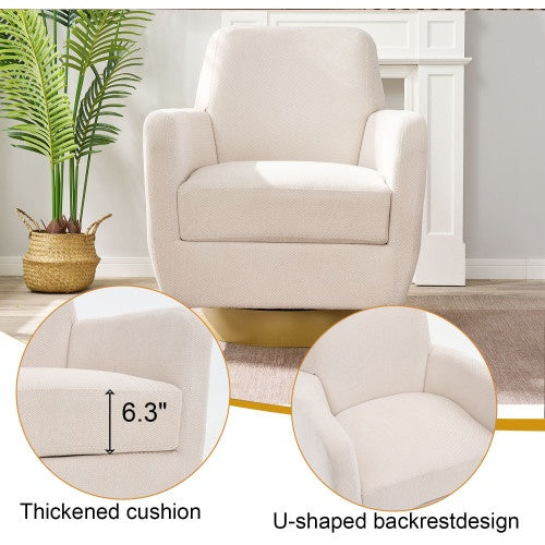 US Local 360 Degree Rotation Armchair Cotton Linen Skin Friendly Fabric Ergonomic Design Living Room Chair Bedroom Chair Living Room Chair Suitable For Indoor Home