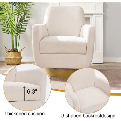 US Local 360 Degree Rotation Armchair Cotton Linen Skin Friendly Fabric Ergonomic Design Living Room Chair Bedroom Chair Living Room Chair Suitable For Indoor Home