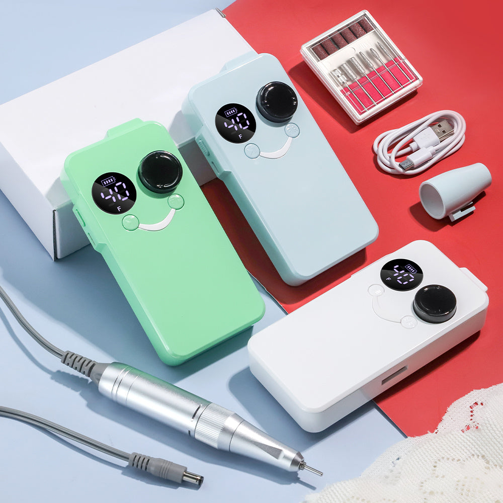 US Local 40000RPM Nail Drill Professional Cordless Electric Nail Drill Machine Rechargeable Portable Acrylic Gel Grinder Tools With 6 Bits And Sanding Bands For Manicure Pedicure Carve Polish