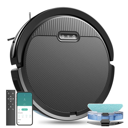US Local Robot Vacuum And Mop, 3 In 1 Combo Cleaner For Home With Pet Hair And Hard Floor, 5000Pa Suction, 120 Mins Run Time,Self-Charging,Super Thin Body
