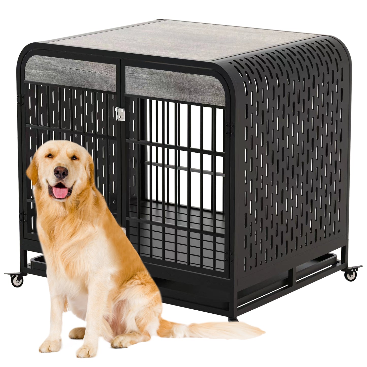 US Local Heavy Duty Dog Crate Furniture Wooden Table 42inch Grey
