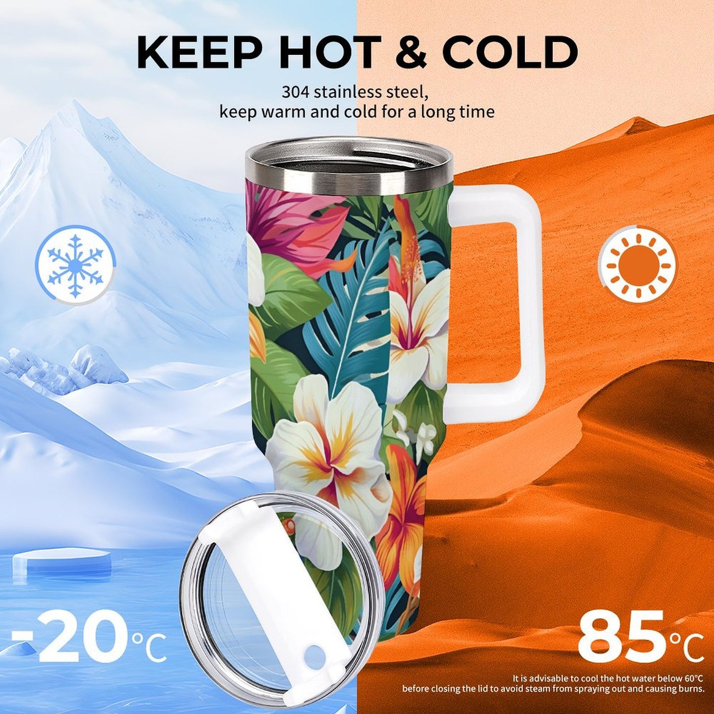 PHDT00360 POD US Local Tumbler 40 oz Large Capacity Car Cup Egg Blossom, Summer