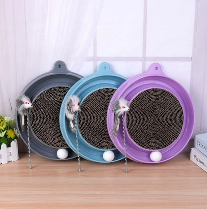 US Local Multi-functional Cat Scratching Board With Ball Track, Various Colours Of Mat Board, Self-height Relief From Boredom To Tease The Cat, With Spring And Ball, Anti-scratch Furniture Artifacts, A Must-ha