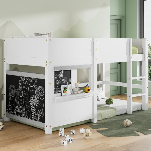 UK Local Household Bed, Children's Bed, Bunk Bed, With Two Boards, Anti-graffiti, With Small Shelf, 90x190cm, White