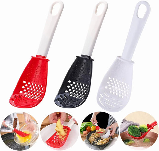USA Local Multifunctional Slotted Spoon Grinding Cooking Spoon Mashed Auxiliary Food Ginger Garlic Spoon Press Potatoe Stir-frying Spatula Kitchen Gadget