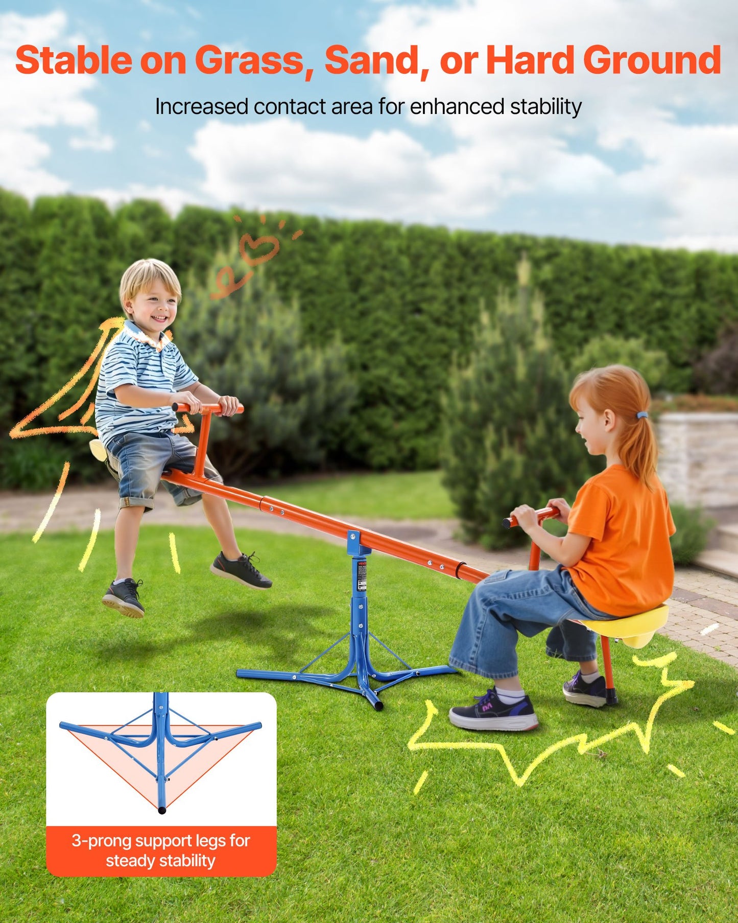 US Local Kids Seesaw 100 Lbs Capacity 360 Degrees Rotating Teeter Totter Aged 3+