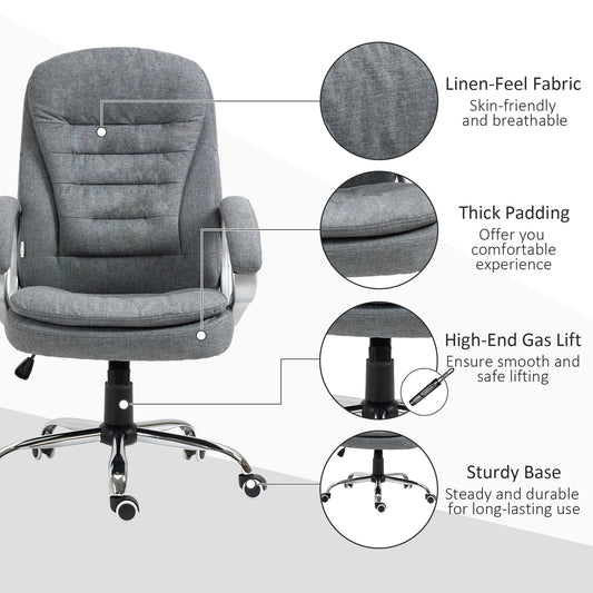 US Local Vinsetto High Back Executive Home Office Chair Adjustable Height Upholstered Padding Gray