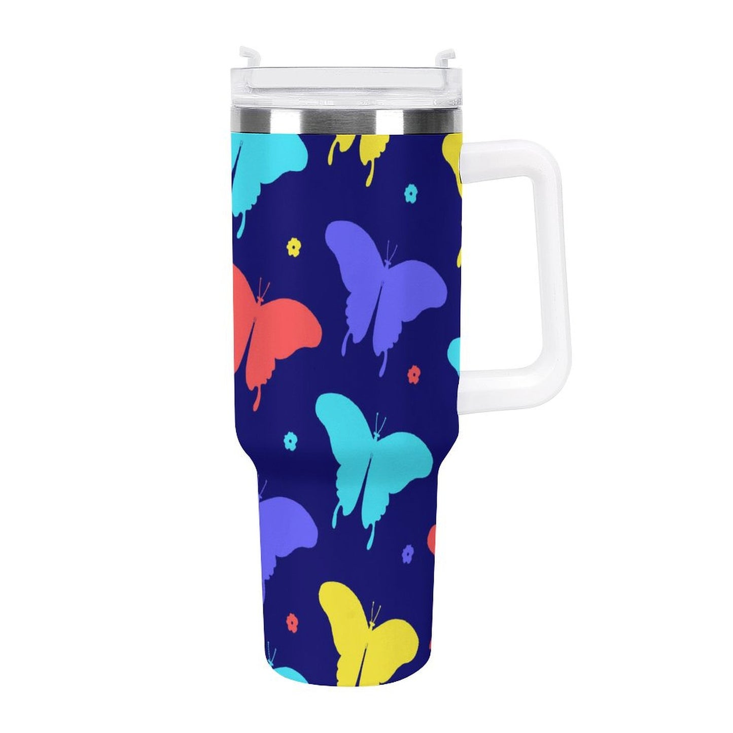 PHDT00506 POD US Local Tumbler 40oz Large Capacity Car Cup Butterfly Red Blue Yellow