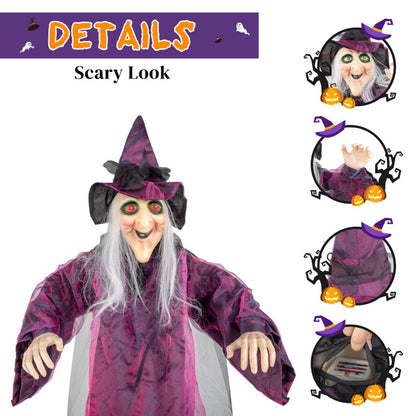 US Local 71in Life Size Hanging Witch Talking Halloween Everyday Decoration