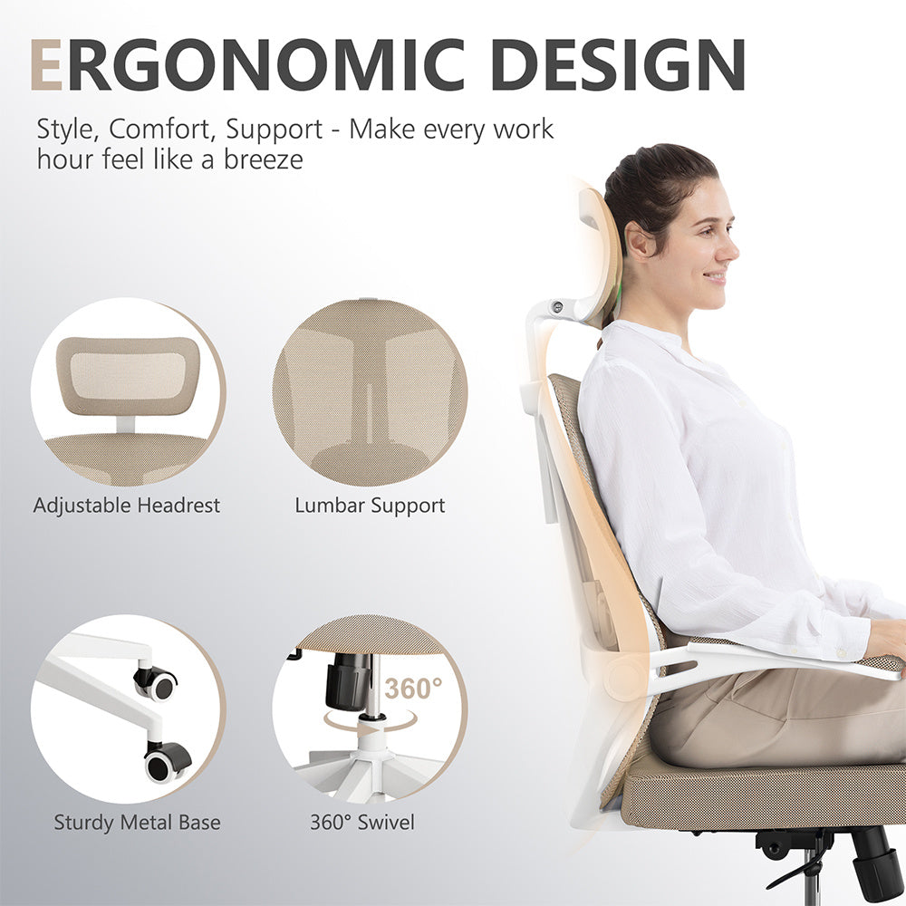 US Local Office Chair Capacity 350 Pounds -about 158.8 Kg, Ergonomically Comfortable Home Table Chair, High Back Gaming Chair With Wheels, Mesh Computer Chair, Waist Support, Adjustable Headrest, Flip Armrest