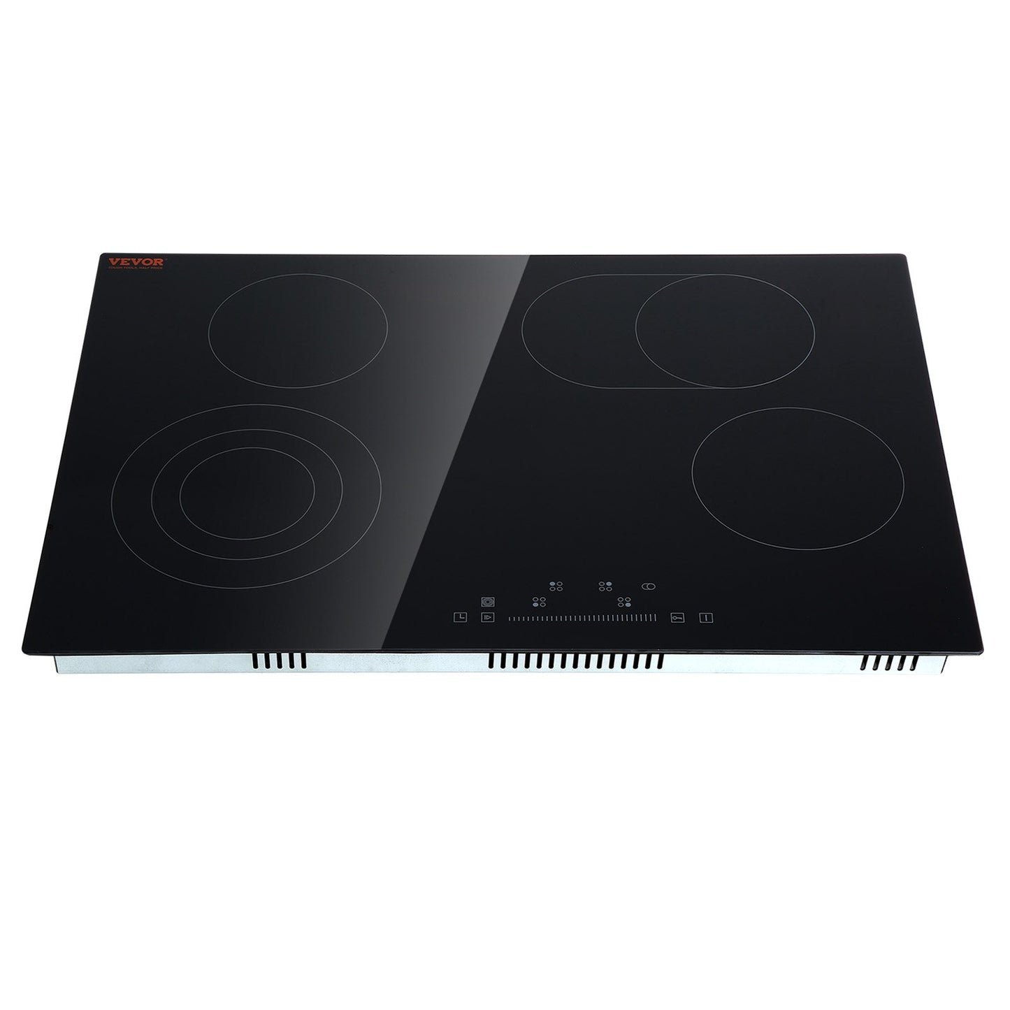 US Local Built In Electric Stove Top, 30.3 X 20.5 Inch 4 Burners, 240V Glass Radiant Cooktop With Sensor Touch Control, Timer & Child Lock Included, 9 Power Levels For Simmer Steam Slow Cook Fry