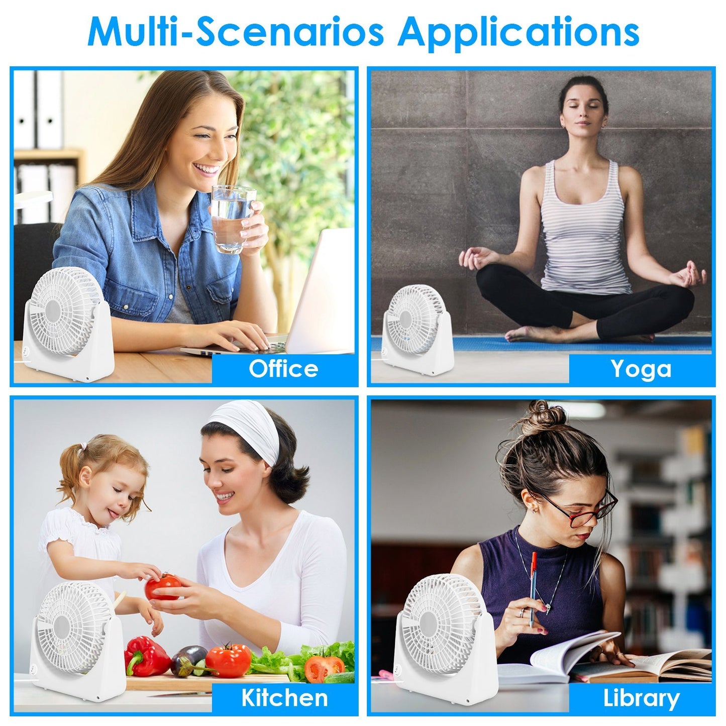 US Local 6.5in Desk Fan USB Powered 2 Speeds Table Cooling Fan Tilt Quiet Desktop Fan For Bedroom Office