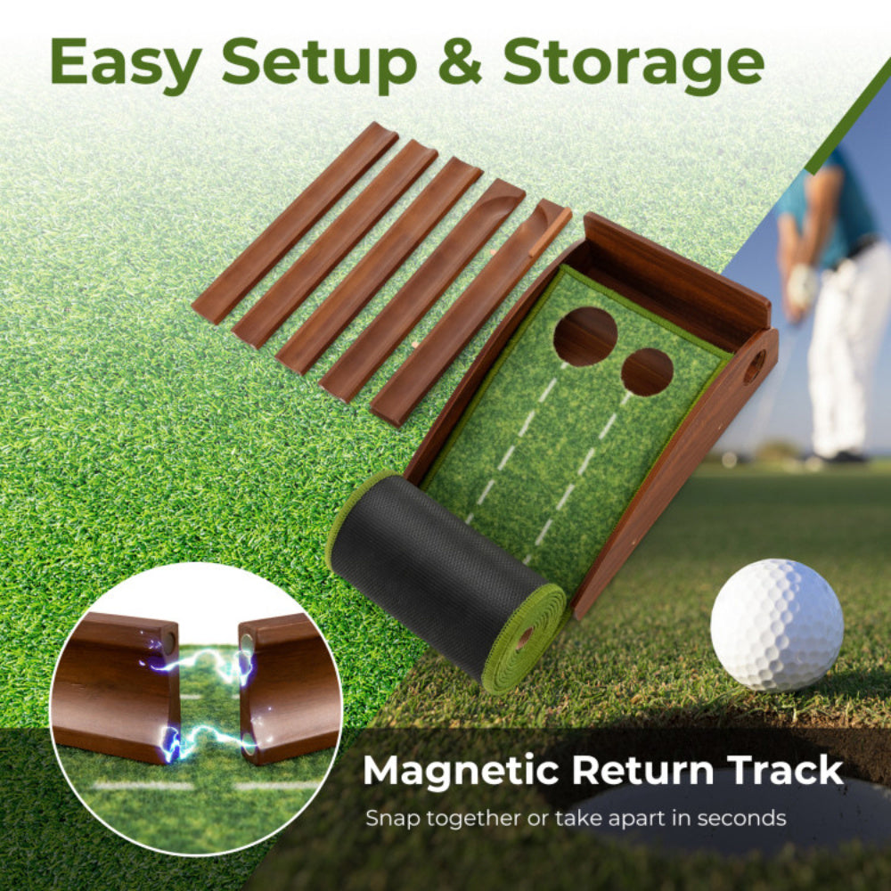 US Local Golf Putting Mat Practice Training Aid With Auto Ball Return And 2 Hole Sizes
