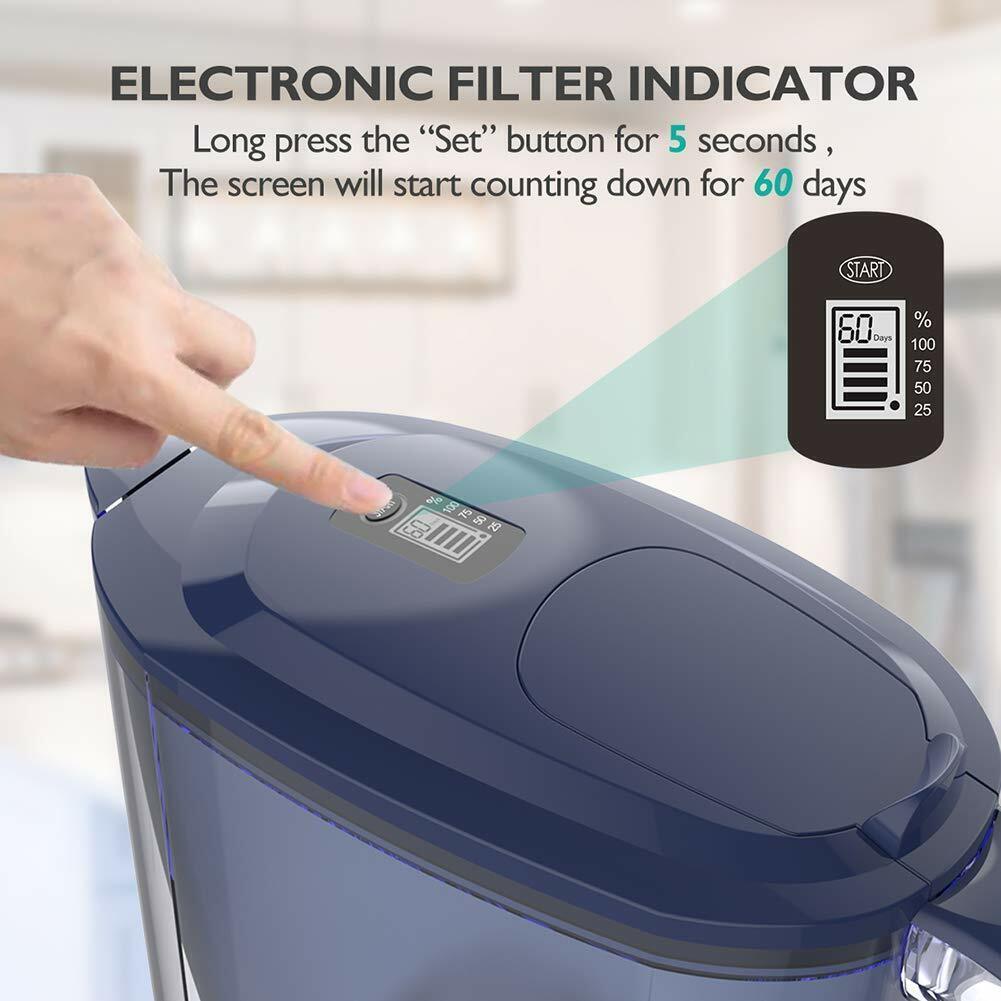 US Local DP06Water Filter Jug Water Pitcher Purifier Cartridge Electronic Indicator 10Cup