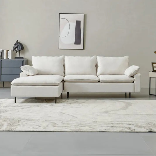US Local L-Shaped Linen Sectional Sofa With Right Chaise,living Room ,bedroom,office.
