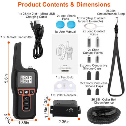 US Local Train Collar OR Receiver Only Options - 3280FT Dog Training Collar IP67 Waterproof Pet Beep Vibration Electric Shock Collar 3 Channels Rechargeable Transmitter Receiver Trainer With Flashlight